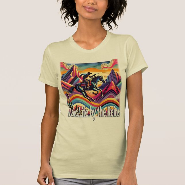 Retro Prenez Vie Par Les Reins Western T-Shirt (Devant)