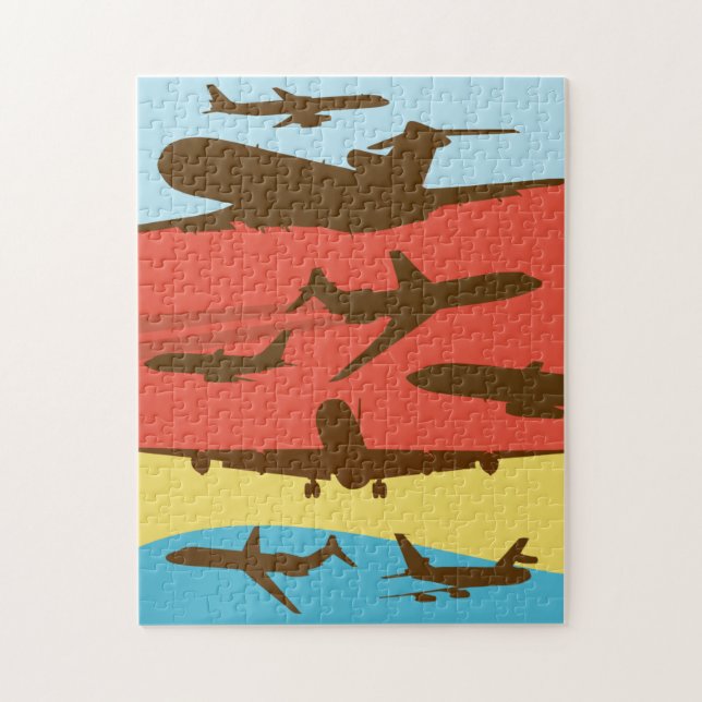 Retro Puzzle d'avion de ligne de voyage du milieu  (Vertical)