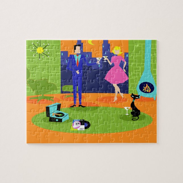 Rétro puzzle romantique de couples de soirée (Horizontal)