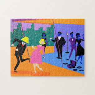Rétro puzzle urbain de partie de dessus de toit
