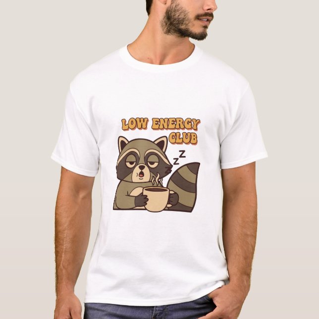 Retro Raccoon Low Energy Men’s Graphic T-Shirt (Devant)