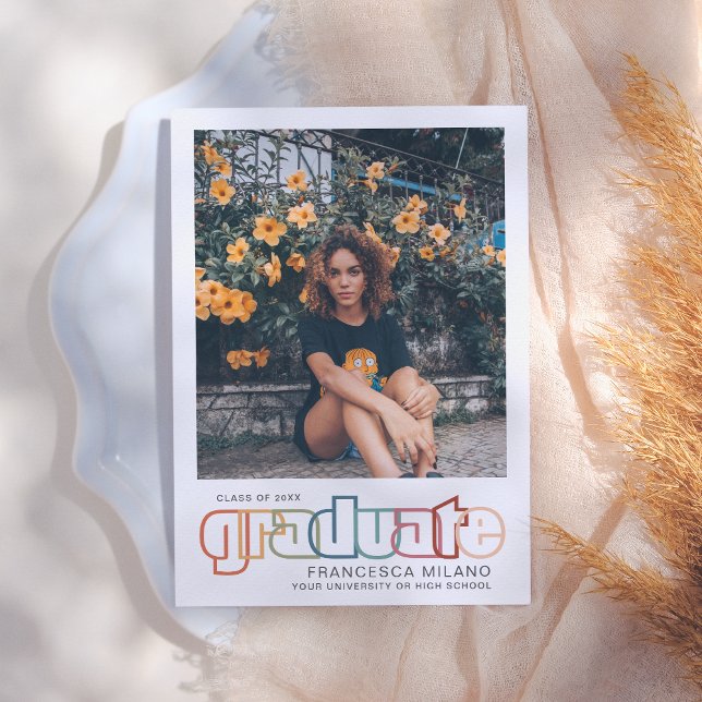 Retro | Rainbow Graduate Photo Faire-part (Créateur téléchargé)