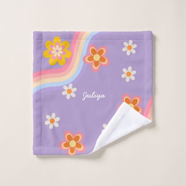 Retro Rainbow purple kids (Gant de toilette)