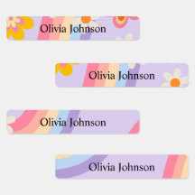 Retro Rainbow super Kids Waterproof Nom Étiquettes