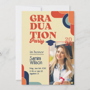 Retro Red & Beige Graduation Party Invitation