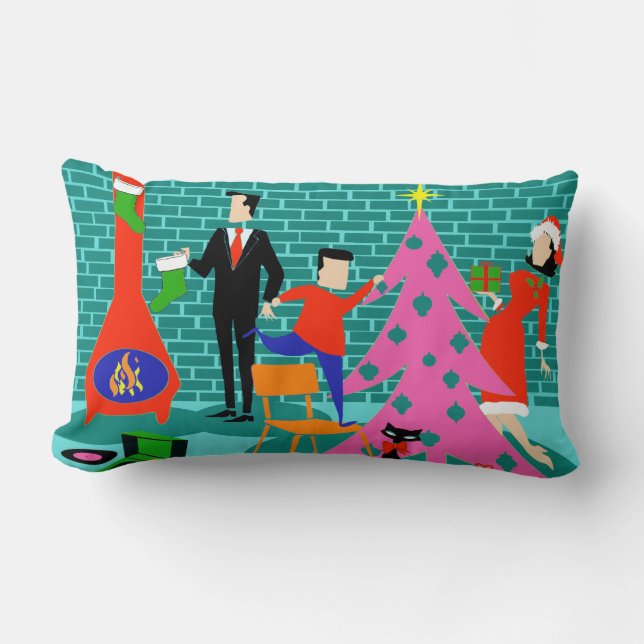 Rétro règlage le coussin lombaire d'arbre de Noël (Recto)