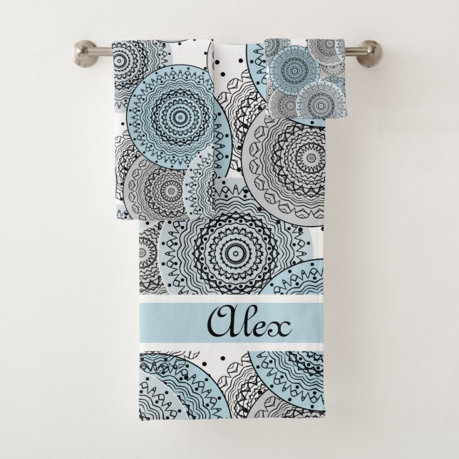 Rétro, rétro motif, bleu et gris, élégant (En situation)