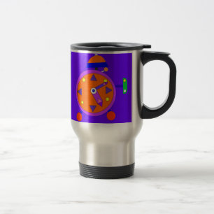 rétro réveil sur une tasse de voyage