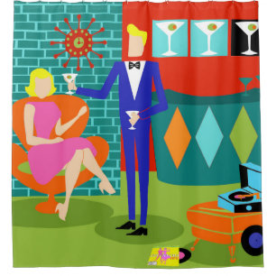Rétro rideau en douche de couples de Martini