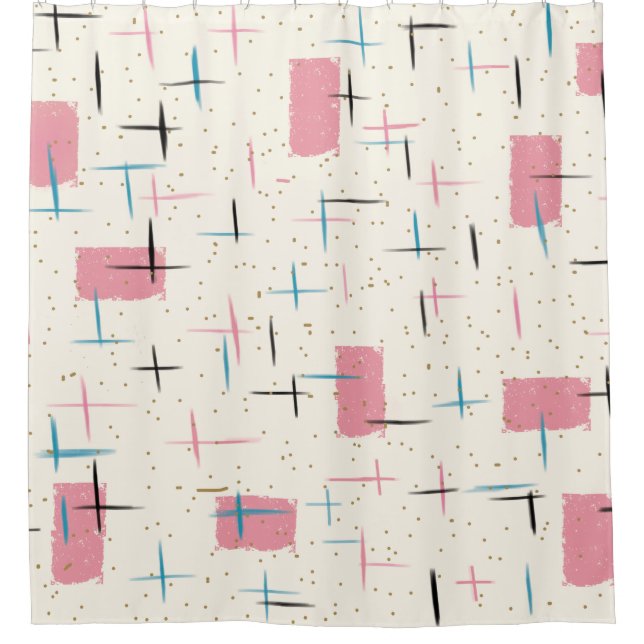 Rétro rideau en douche rose atomique de motif (Devant)