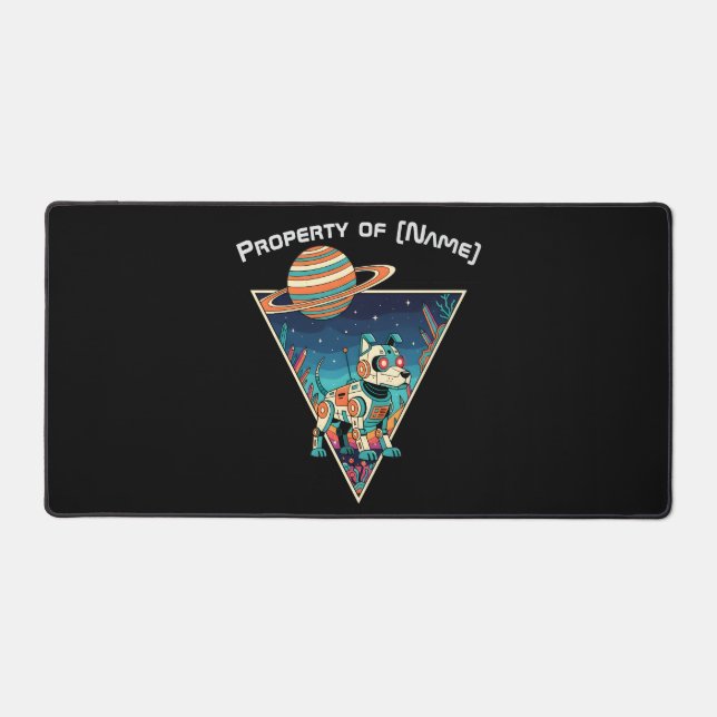 Retro Robo-Dog - Custom Name Desk Mat (Recto)