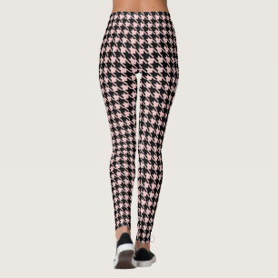 Retro Rockabilly Rose Houndstooth Leggings