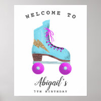 Retro Roller Skating Anniversaire Affiche de bienv