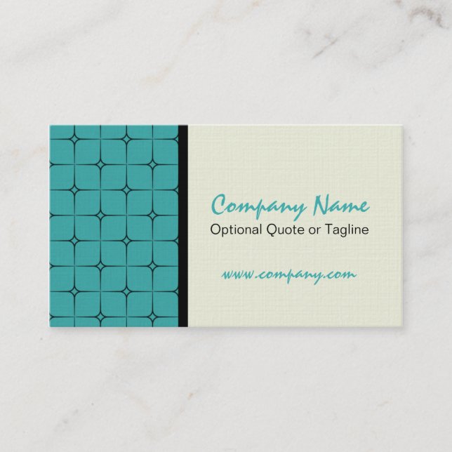 Retro Romance Carte de visite à motifs, Turquoise (Devant)