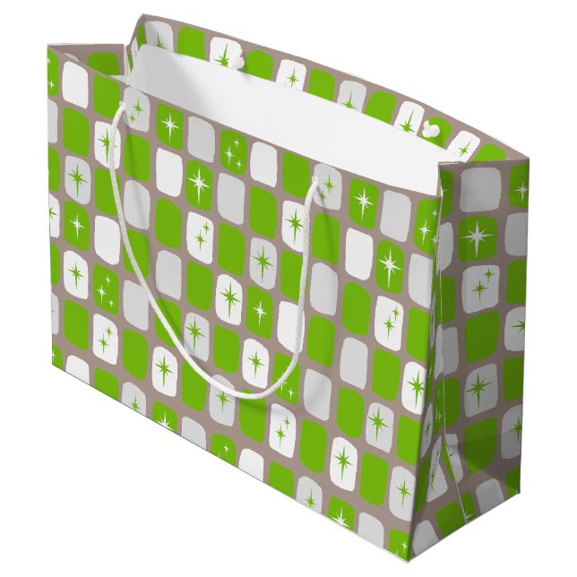 Rétro sac vert et blanc de cadeau de Starburst (Dos Angle)