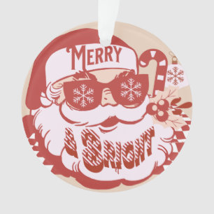 Rétro Santa Merry Bright Noël Rose Rouge