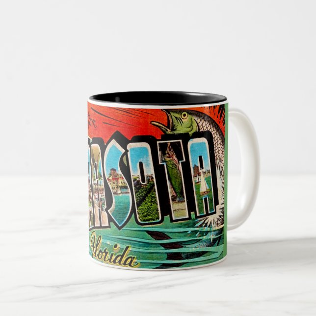Retro Sarasota Florida Postcard Mug (Devant droit)