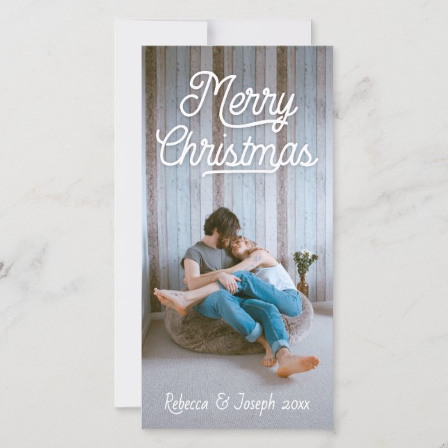 Retro Script Merry Christmas Photo (Devant)