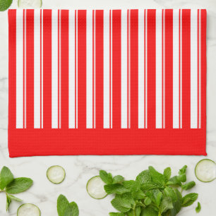 Rétro serviette de cuisine blanche rouge de motif