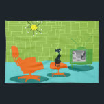 Rétro serviette de cuisine de Kitty d'âge d'espace<br><div class="desc">On lui dit que les chiens ont des propriétaires et les chats ont le personnel. Le félin sur cette rétro serviette de cuisine de Kitty d'âge d'espace n'a pas pu convenir davantage ! Le style des années 1960, caractéristiques de conception minimalistes d'art un chat lisse et noir dans un salon...</div>