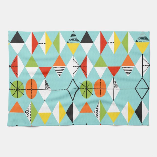 Rétro serviette de cuisine de motif de harlequin (Horizontal)