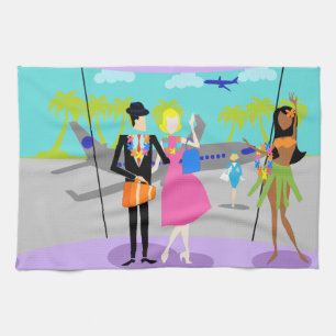 Rétro serviette de cuisine tropicale de vacances