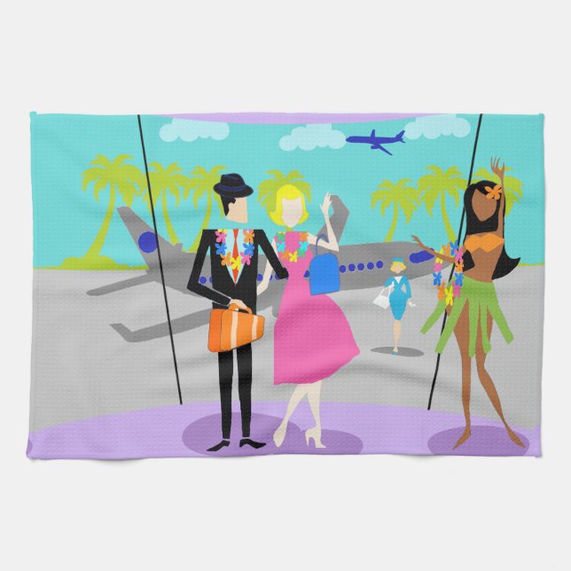 Rétro serviette de cuisine tropicale de vacances (Horizontal)