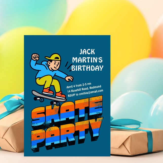 Retro Skateboard Birthday Invitation (Créateur téléchargé)