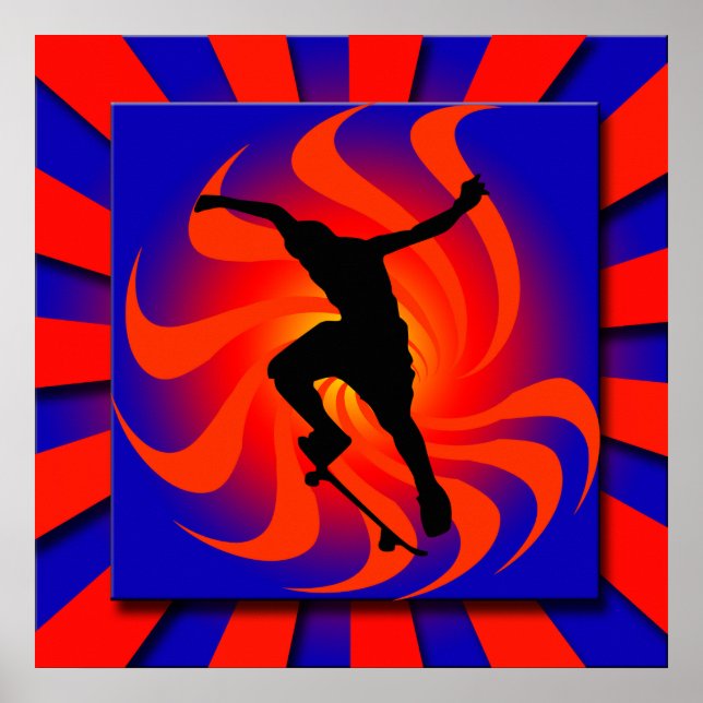 RETRO SKATEBOARDER POSTER (Devant)