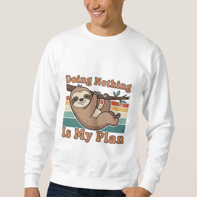 Retro Sloth Doing Nothing Men’s Sweatshirt (Devant)