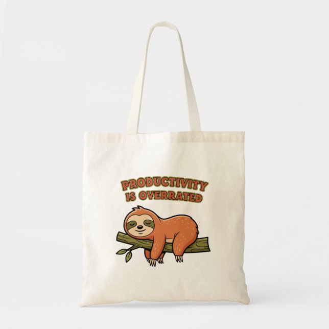 Retro Sloth Slow Living Canvas Tote Bag (Devant)