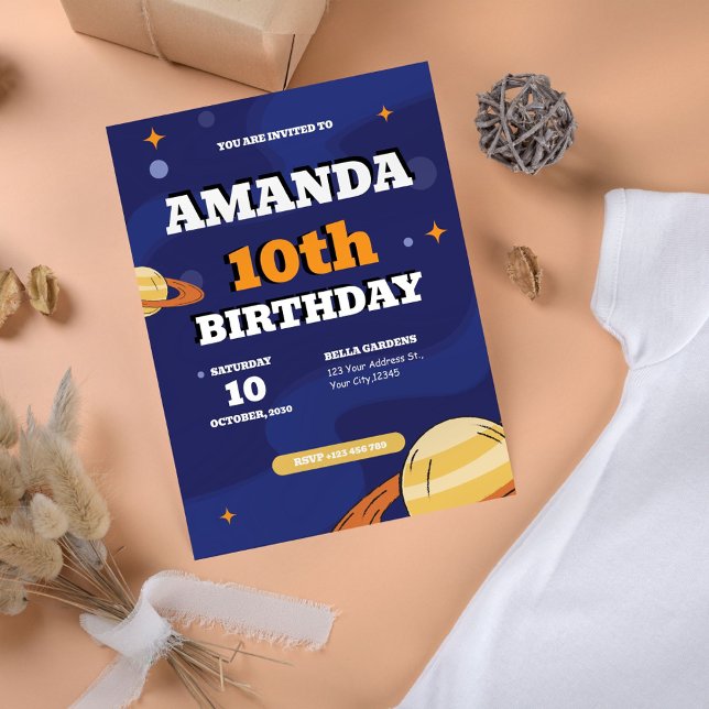 Retro Space 10e anniversaire Invitation (Créateur téléchargé)