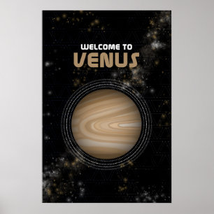 Retro Space Art avec la planète Vénus Poster