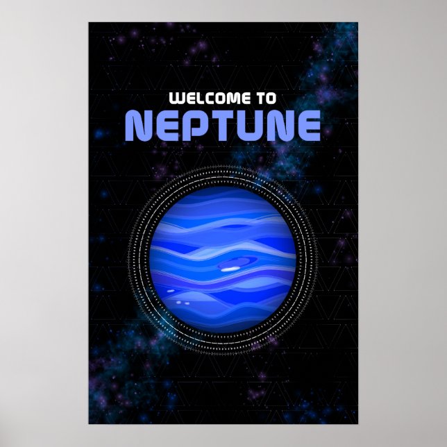 Retro Space Art avec Planète Neptune Poster (Devant)