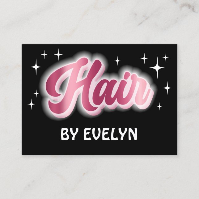 Retro stars script cheveux styliste carte de visit (Devant)