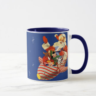 Rétro sucrerie Rocket Père Noël buvant la tasse