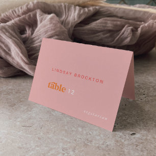 Retro Summer Pink Orange Nom Mariage Cartes de Pla