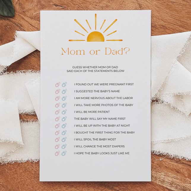 Retro Sun Maman Ou Papa Baby shower Jeu (Créateur téléchargé)