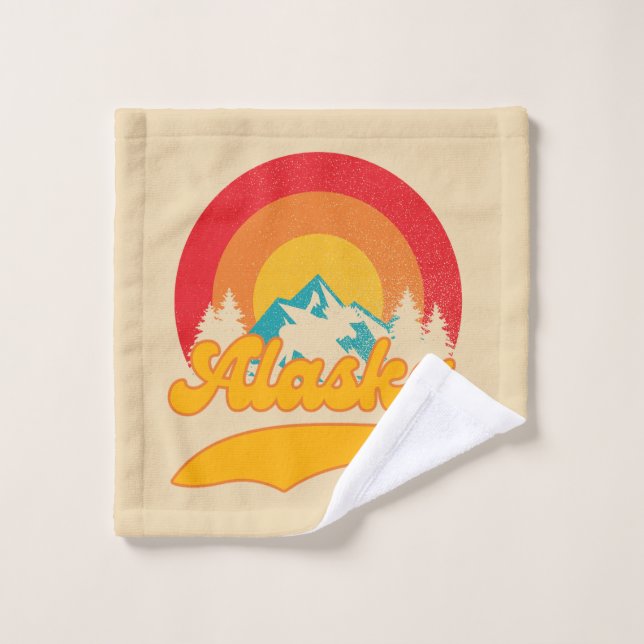 Retro Sunset Alaska Juneau Moose 0Montagnes Wild (Gant de toilette)