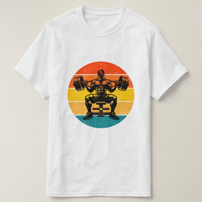 Retro Sunset Bodybuilding T-Shirt - Men's Fitness  (Design devant)