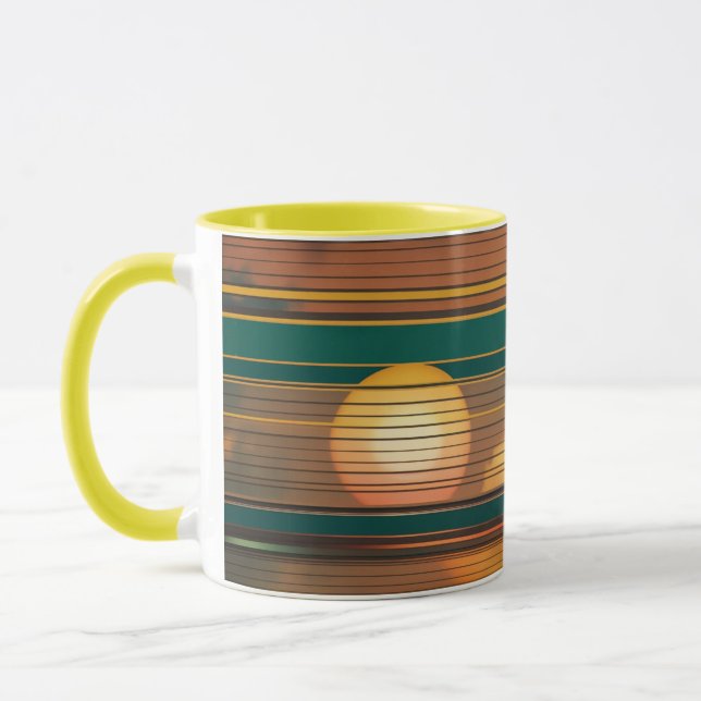 Retro Sunset Lines Aesthetic Combo Coffee Mug (Gauche)