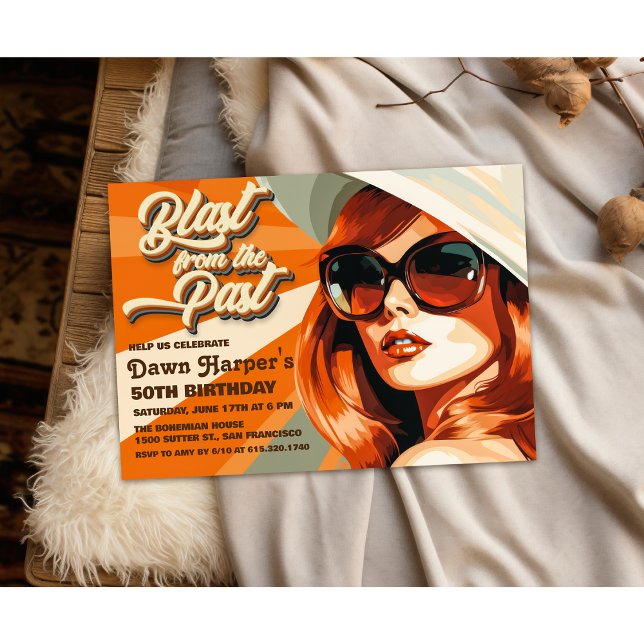 Retro Super 60s les années 70 Invitation (Créateur téléchargé)
