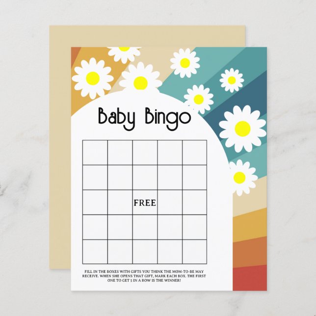 Retro Super - Baby shower jeu de bingo (Devant / Derrière)