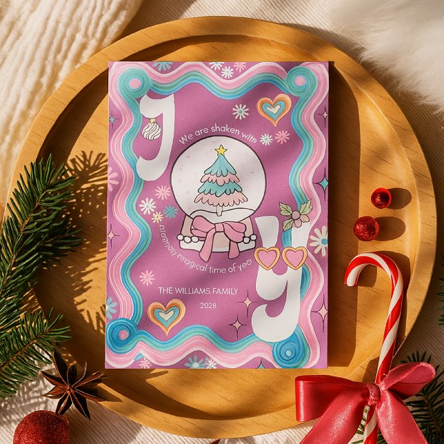 Retro Super Fun Pink JOY Noël Salutation (Créateur téléchargé)