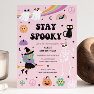 Retro Super Hippie Halloween Invitation Anniversai