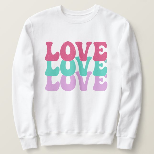 Retro Super Love Valentine Rainbow Sweatshirt (Design devant)