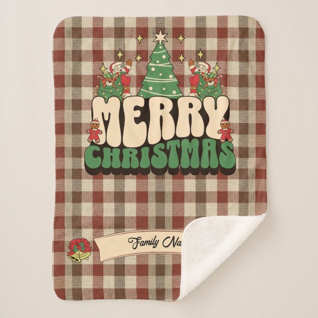 Retro Super Noël Plaid Nom de famille (Devant)