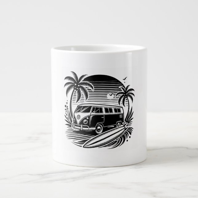 Retro Surf Van & Palm Trees Design Spécialité Mug (Devant)