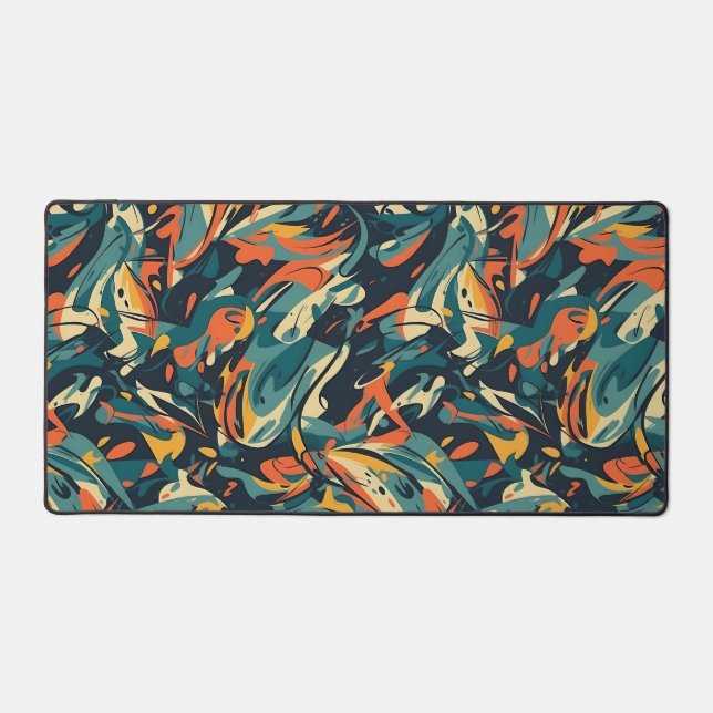 Retro Swirl Abstract Collage Desk Mat (Recto)