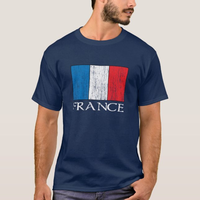 Rétro T-shirt de drapeau de la France (Devant)